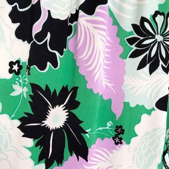 ANTHRO Maeve The Saria Smocked Tropical Floral Wide-Leg Pants Lavender/Green M - Picture 6 of 14